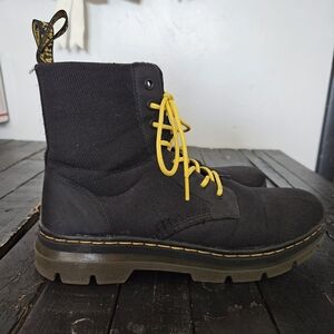 Dr. Martens Men's 11 Black Yellow High-Top Boots Chunky Sole Combat Work Utility